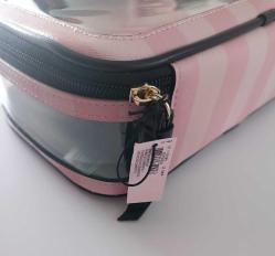 Orjinal Victoria's Secret  pembe Çizgili 3 lü Makyaj  Çantası Seti   Sıfır Ürün