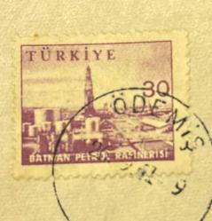 Türk Pulu - Turkish Stamp - Mektup Zarfından Kesilmiş / Postadan Geçmiş Pul Filateli - Damgalı - BATMAN PETROL RAFİNERİSİ TEMALI PUL, 30 PARA - Türkiye Cumhuriyeti - NOSTALJİK DOĞUM GÜNÜ HEDİYESİ