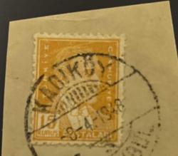 Türk Pulu - Turkish Stamp - Mektup Zarfından Kesilmiş / Postadan Geçmiş Pul Filateli - Kadıköy, 1948 Damgalı - ATATÜRK TEMALI PUL, 15 KURUŞ - Türkiye Cumhuriyeti - NOSTALJİK DOĞUM GÜNÜ HEDİYESİ