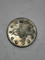 Sultan abdülhamit Gümüş 2 Kuruş orjinaldir 1293/23 ( Delikli)