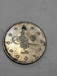 Sultan abdülhamit Gümüş 2 Kuruş orjinaldir 1293/27 ( Delikli)