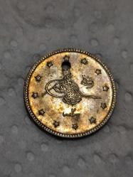 Sultan Mehmet Reşat Gümüş 2 Kuruş orjinaldir 1327/2 ( Delikli)