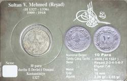 Osmanlı Sultan Mehmet Reşat Nikel Para orjinaldir. Özel Tasarım Kit içinde