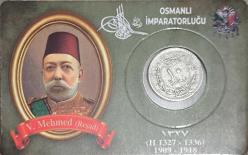 Osmanlı Sultan Mehmet Reşat Nikel Para orjinaldir. Özel Tasarım Kit içinde