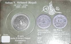 Osmanlı Sultan Mehmet Reşat Nikel Para orjinaldir. Özel Tasarım Kit içinde