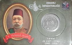Osmanlı Sultan Mehmet Reşat Nikel Para orjinaldir. Özel Tasarım Kit içinde