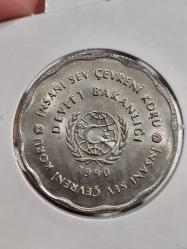 1990 Yılı İnsanı Sev Çevreni Koru Hatıra Madalya Çil