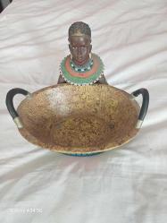Otantik Seramik Kase (Afrikalı Kızın kucağında Seramik Kase)