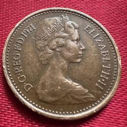 Birleşik Krallık ½ New Penny 1971. Kraliçe ll. Elizabeth. İngiltere