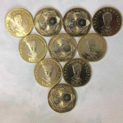 2023 TÜRKİYE CUMHURİYETİ 100. TEDAVÜL HATIRA İLK MADENİ 5 LİRA   10 ADET  KONDİSYON : ÇİL