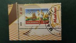 2012 YILI MALAWİ 1992 Barselona Yaz Olimpiyat Oyunları'nı anan, San Marino PULU GÖRSELLİ BANDALETLİ  DAMGALI ŞARNİYERSİZ