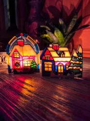 Avrupa Çift Vitray Tiffany Mumluk