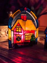 Avrupa Çift Vitray Tiffany Mumluk