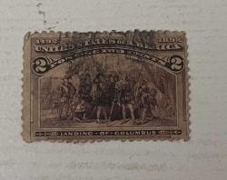 LOT.14 » 1892 KOLOMB SEFERİ POSTA PULU 2 CENT DAMGALI