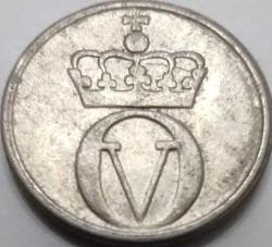 Norveç 1965 10 Öre Kral Olav V Dönemi Taçlı Monogram Temalı