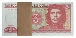 KÜBA 3 PESOS 2004-2006 P#127 ÇİL DESTE (100 Adet Banknot)