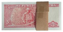 KÜBA 3 PESOS 2004-2006 P#127 ÇİL DESTE (100 Adet Banknot)