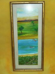 20277-METİN İMZALI YAĞLI BOYA RESİM TABLO * AHŞAP ÇERÇEVELİ***