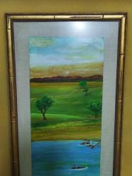 20277-METİN İMZALI YAĞLI BOYA RESİM TABLO * AHŞAP ÇERÇEVELİ***