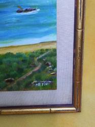 20277-METİN İMZALI YAĞLI BOYA RESİM TABLO * AHŞAP ÇERÇEVELİ***