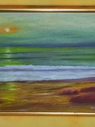 20278-METİN İMZALI YAĞLI BOYA RESİM TABLO **AHŞAP ÇERÇEVELİDİR**