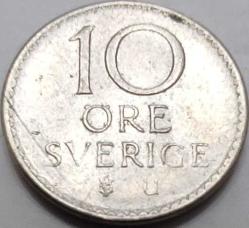 İsveç 1969 10 Öre Kral Gustaf VI Adolf Dönemi Taçlı Amblem