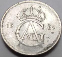 İsveç 1969 10 Öre Kral Gustaf VI Adolf Dönemi Taçlı Amblem