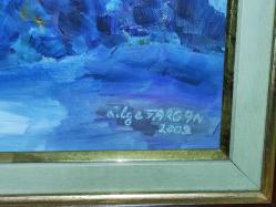 20281-BİLGE TARGAN 2002 İMZALI YAĞLI BOYA RESİM TABLO