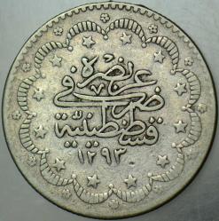 II. ABDÜLHAMİD GÜMÜŞ 5 KURUŞ 1293/11. İSTANBUL DARBI.