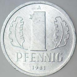 DOĞU ALMANYA 1 PFENNIG 1981 A. DDR. ÇİLALTI+