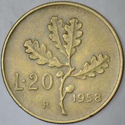 İTALYA 20 LİRET 1958.
