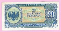 Albania 20 Franga 1945 Pick 16 219 UNC LESS (TK 19 819) ÇİL