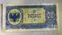 Albania 20 Franga 1945 Pick 16 219 UNC LESS (TK 19 819) ÇİL