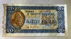 Albania 20 Franga 1945 Pick 16 219 UNC LESS (TK 19 819) ÇİL