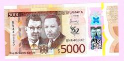 Jamaica 5000 Dollars, 2022 Polymer, P-101 GEM UNC (TK 19 881) ÇİL