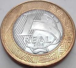Brezilya 2008 1 Real - Çil - Bi-Metalik Cumhuriyet Büstü ve Marajoara Sanatı