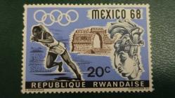 1968 YILI RWANDA MEKSİKA OLİPİYATLARI  DAMGASIZ  ŞARNİYERSİZ