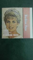 LOT.1 » 1997 YILI BURKİNA FASO PRENSES DİANA  BANDALETLİ NADİR DAMGASIZ    ŞARNİYERSİZ