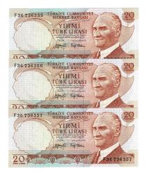 6.Emisyon 3.Tertip 20 Türk Lirası *Seri Takipli F36* - ÇİL TCK10076