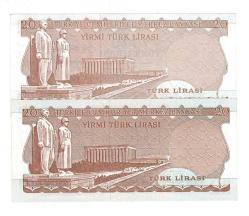 6.Emisyon 4.Tertip 20 Türk Lirası Seri I01-I90 Takım ÇİL TCK10079