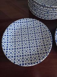 26 cm mavi beyaz sıfır 10lu servis tabagi