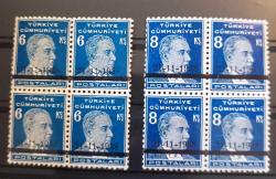 1938 ATATÜRK MATEM ÖLÜMÜMÜN 1. YILI MNH 4 LÜ BLOKLAR