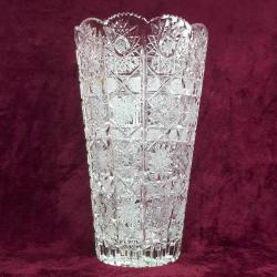 VINTAGE KONİK FORMLU EL KESME KRİSTAL CAM VAZO