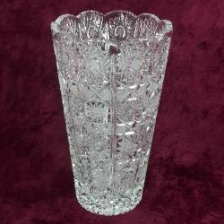 VINTAGE KONİK FORMLU EL KESME KRİSTAL CAM VAZO