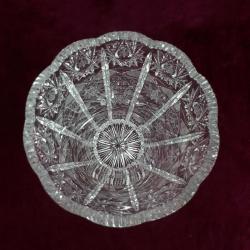 VINTAGE KONİK FORMLU EL KESME KRİSTAL CAM VAZO