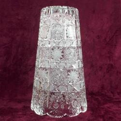 VINTAGE KONİK FORMLU EL KESME KRİSTAL CAM VAZO