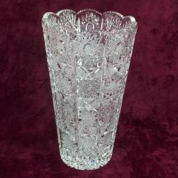 VINTAGE KONİK FORMLU EL KESME KRİSTAL CAM VAZO