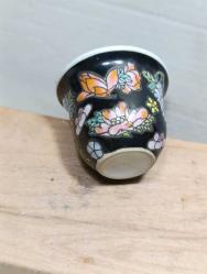 P6---ÇİÇEK DESENLİ KULPSUZ TEK FİNCAN