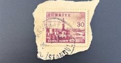 Türk Pulu - Turkish Stamp - Mektup Zarfından Kesilmiş / Postadan Geçmiş Pul Filateli - İSTANBUL DAMGALI - BATMAN PETROL RAFİNERİSİ TEMALI PUL, 30 PARA- Türkiye Cumhuriyeti - NOSTALJİK DOĞUM GÜNÜ HEDİYESİ