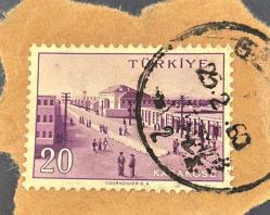 Türk Pulu - Turkish Stamp -  Mektup Zarfından Kesilmiş / Postadan Geçmiş Pul Filateli -  1960 DAMGALI - KARAKÖSE İLÇESİ TEMALI PUL, 20 PARA- Türkiye Cumhuriyeti - NOSTALJİK DOĞUM GÜNÜ HEDİYESİ
